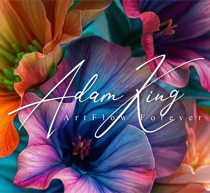 Macro hibiscus flowers (orange/purple/blue)