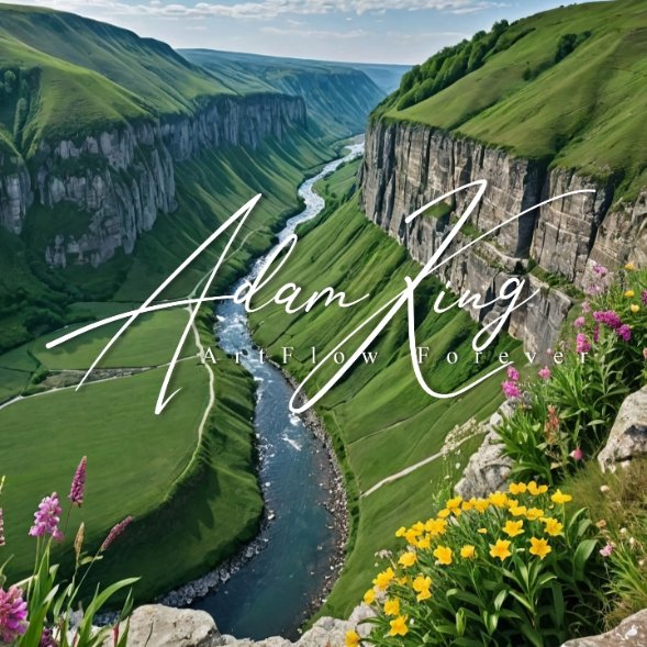 Green valley with river and cliffs
