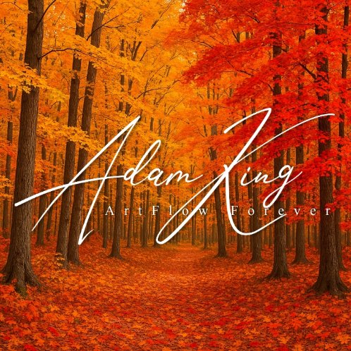 Autumn forest path (red/orange)