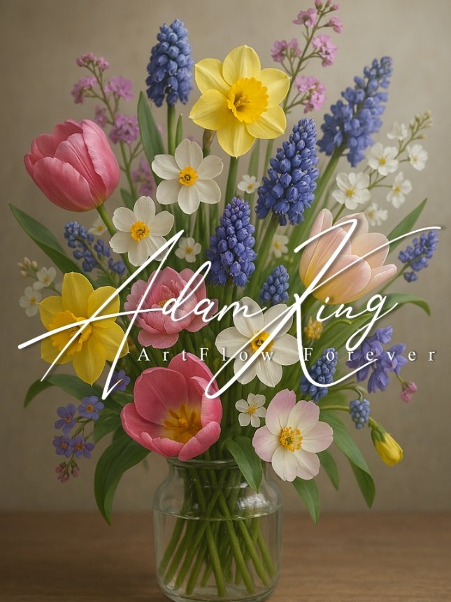 Spring flower bouquet in vase