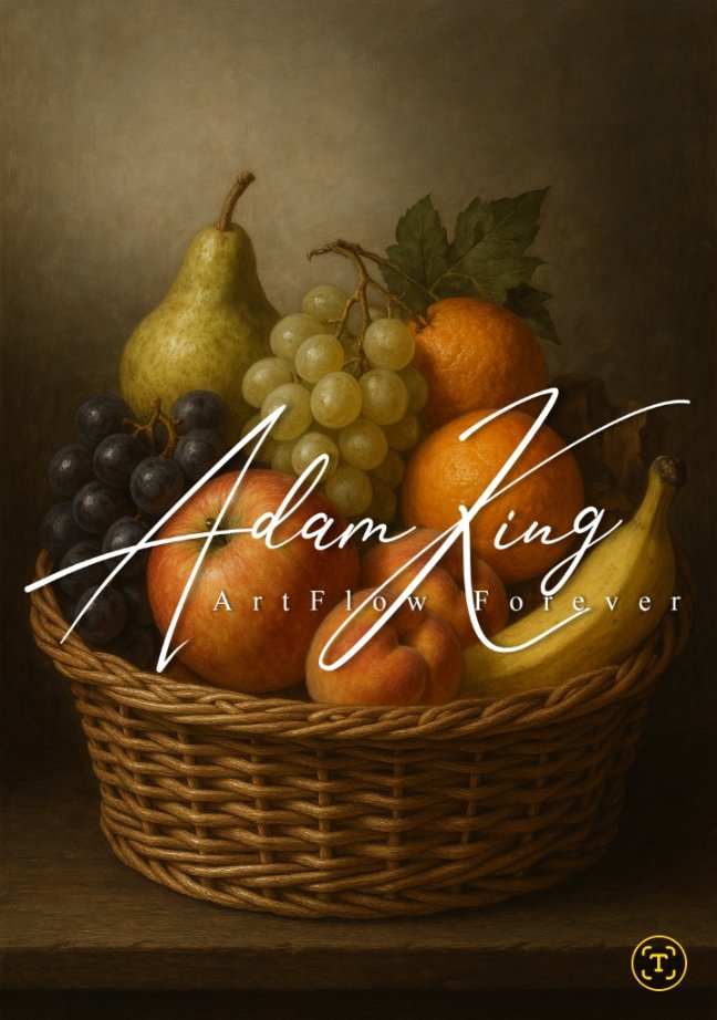 Fruit basket (pears, grapes, oranges)