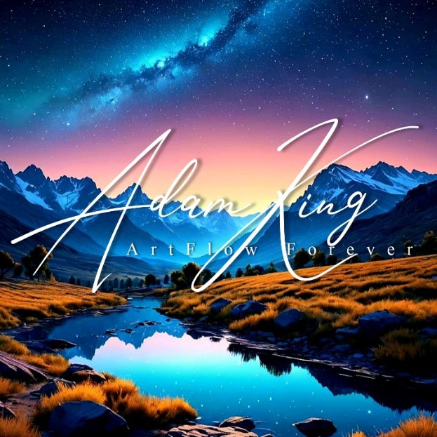 Starry night mountains with lake