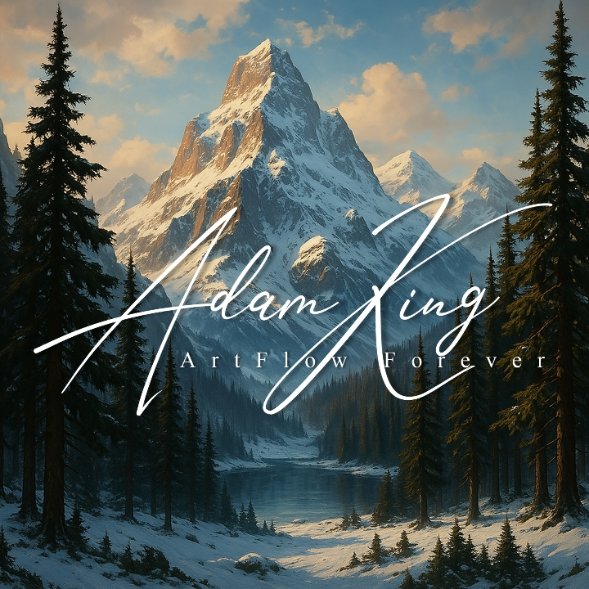 Snowy mountain with pines