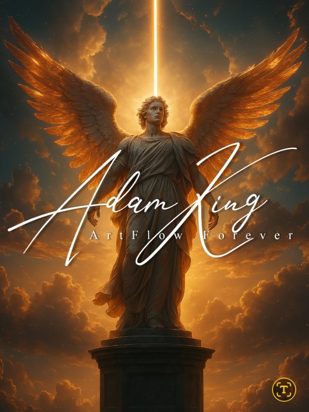 Angel statue with glowing wings