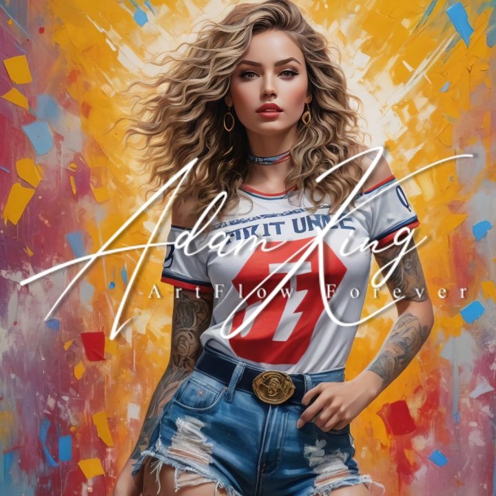 Pop-art style young blonde woman, graphic tee