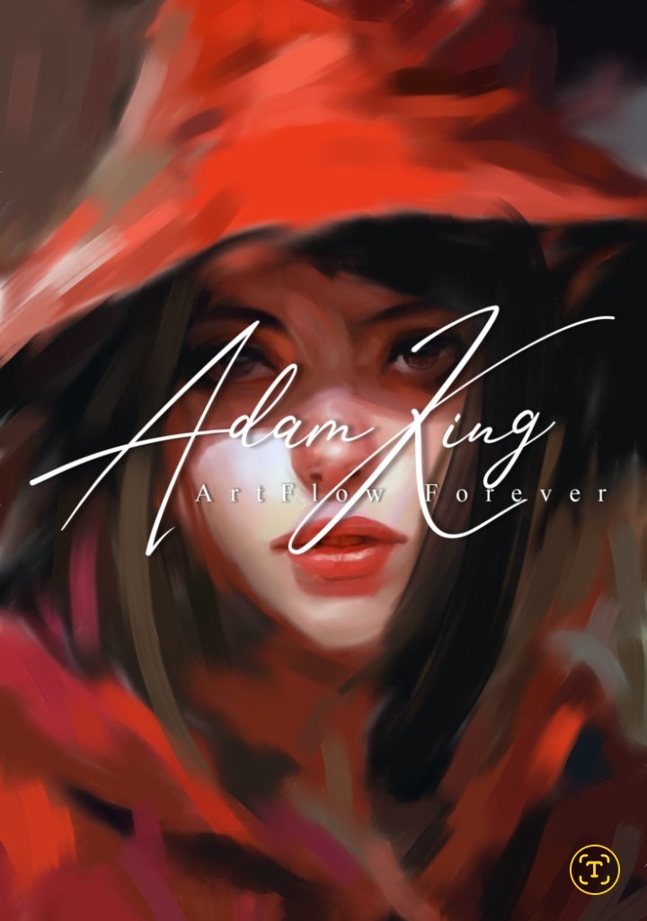 Woman in red hat, painterly